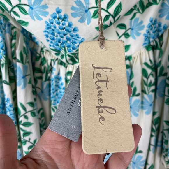 Anthropologie Let Me Be Long Sleeve Printed Midi Dress Blue Floral Size S Petite - Picture 6 of 15